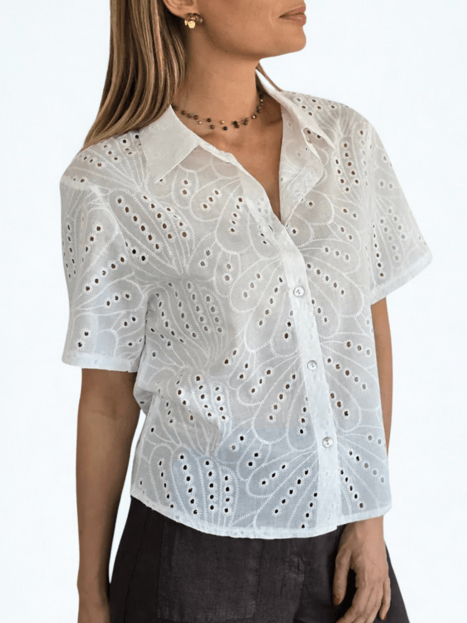 Blusa bordada, color Blanco
