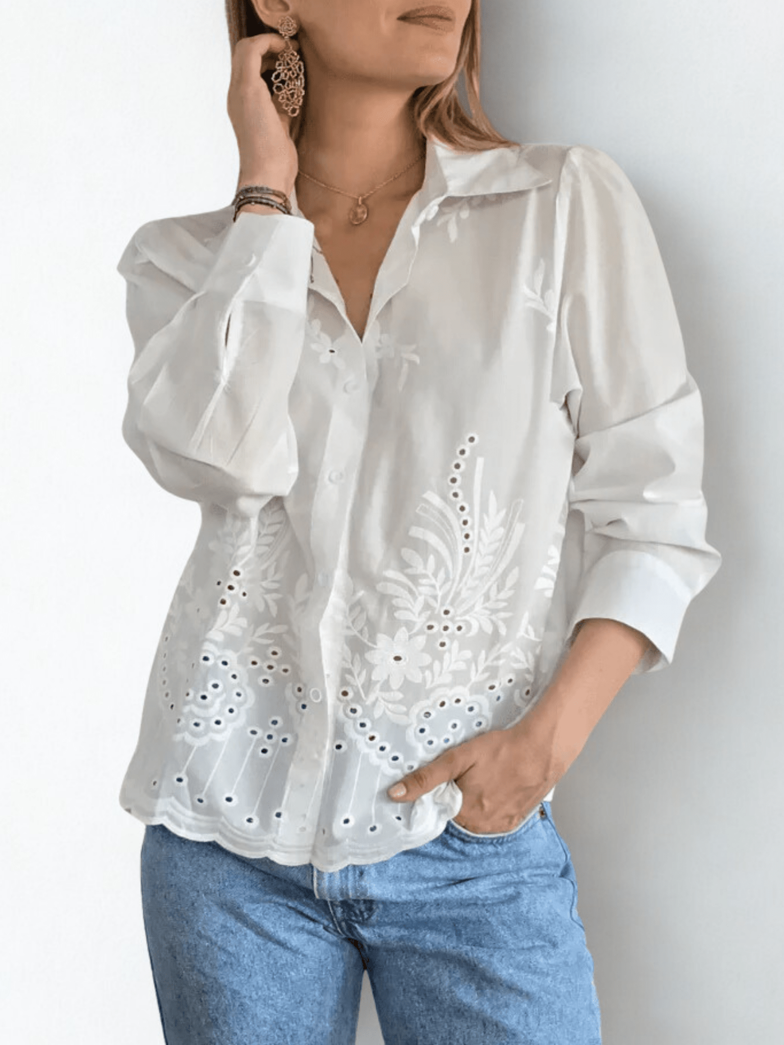 Blusa Bordada, color Blanco