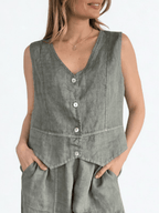 Blusa Gillette Lino Italiano, color verde