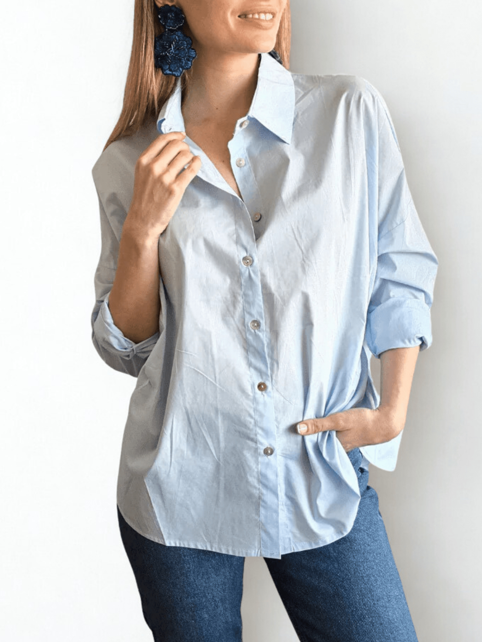 Blusa Básica, color Celeste