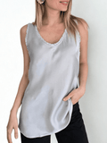 Blusa Italiana sin mangas, color Gris Claro