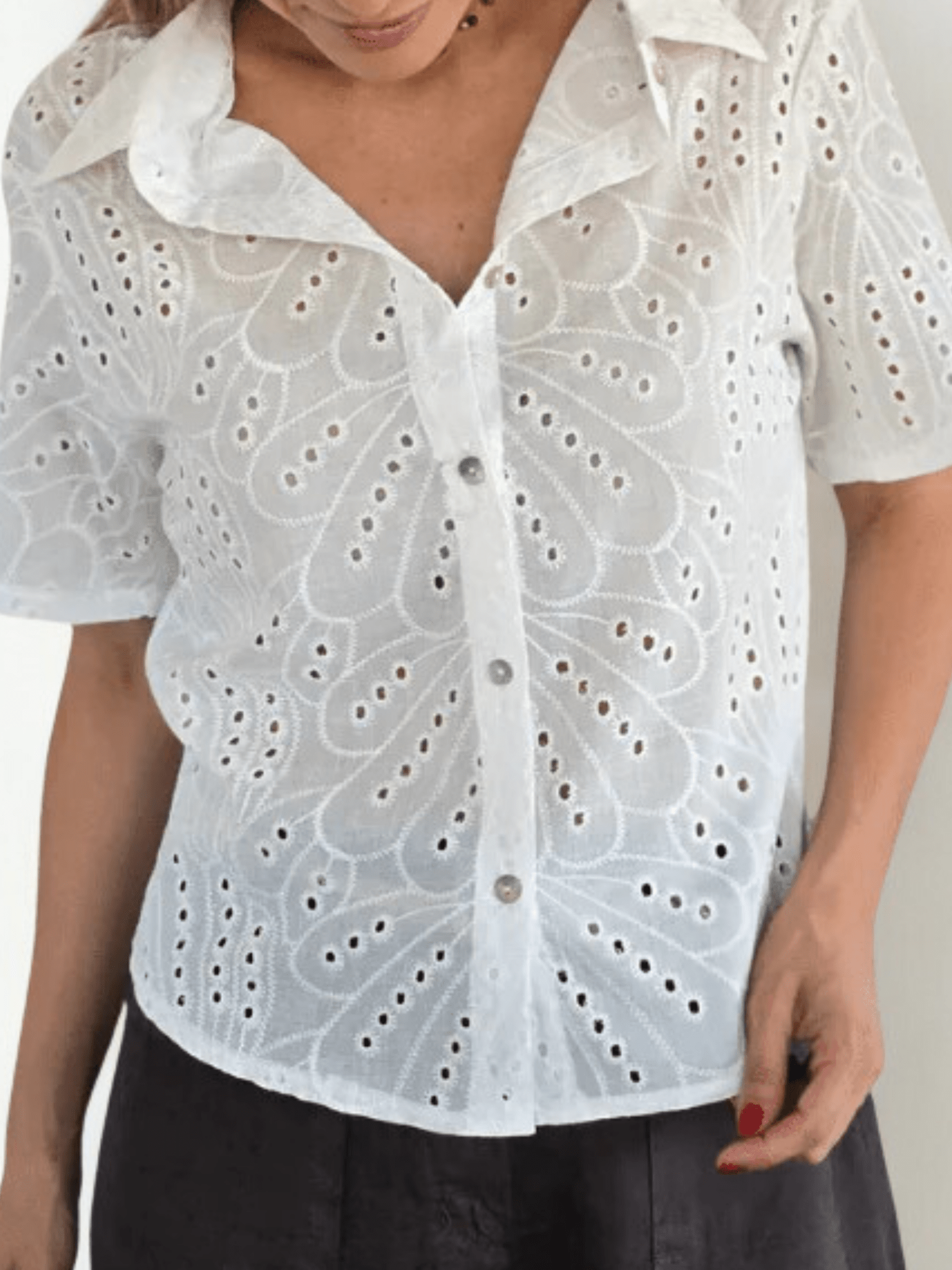 Blusa bordada, color Blanco