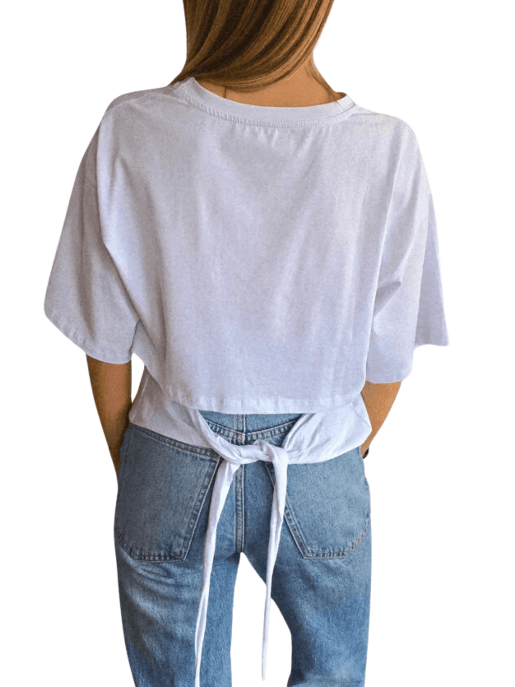 Polera Italiana con lazo en la espalda, color blanco