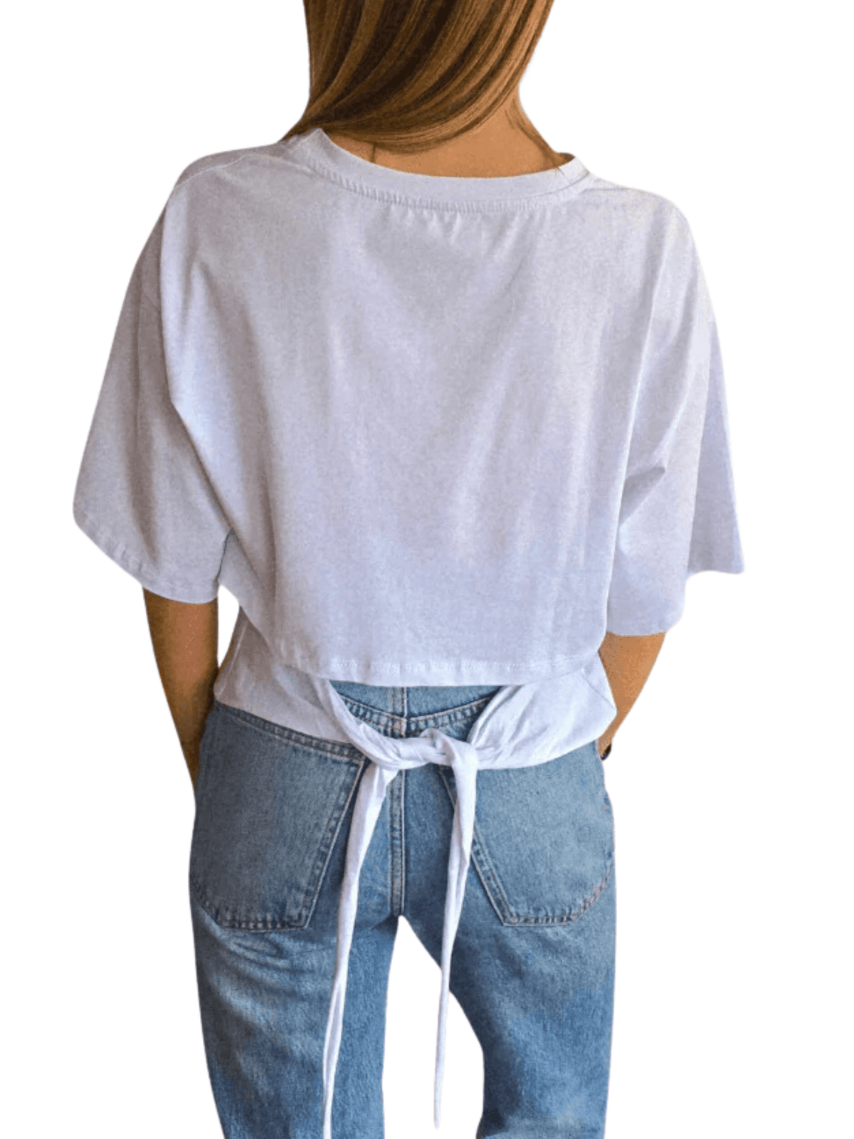 Polera Italiana con lazo en la espalda, color blanco