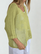 Sweater Italiano con flores, color pistacho