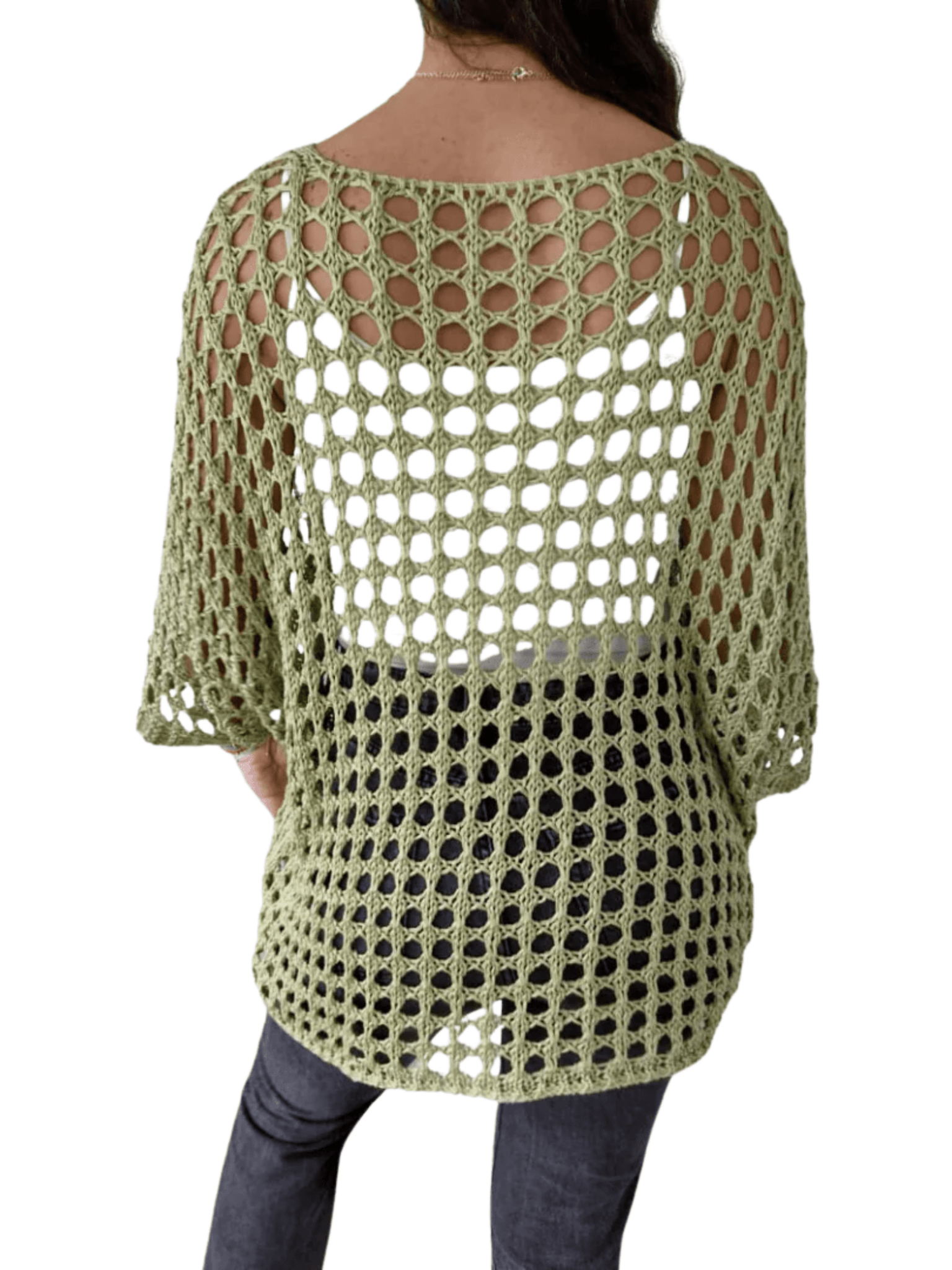 Sweater Italiano estrella, color pistacho con taupe