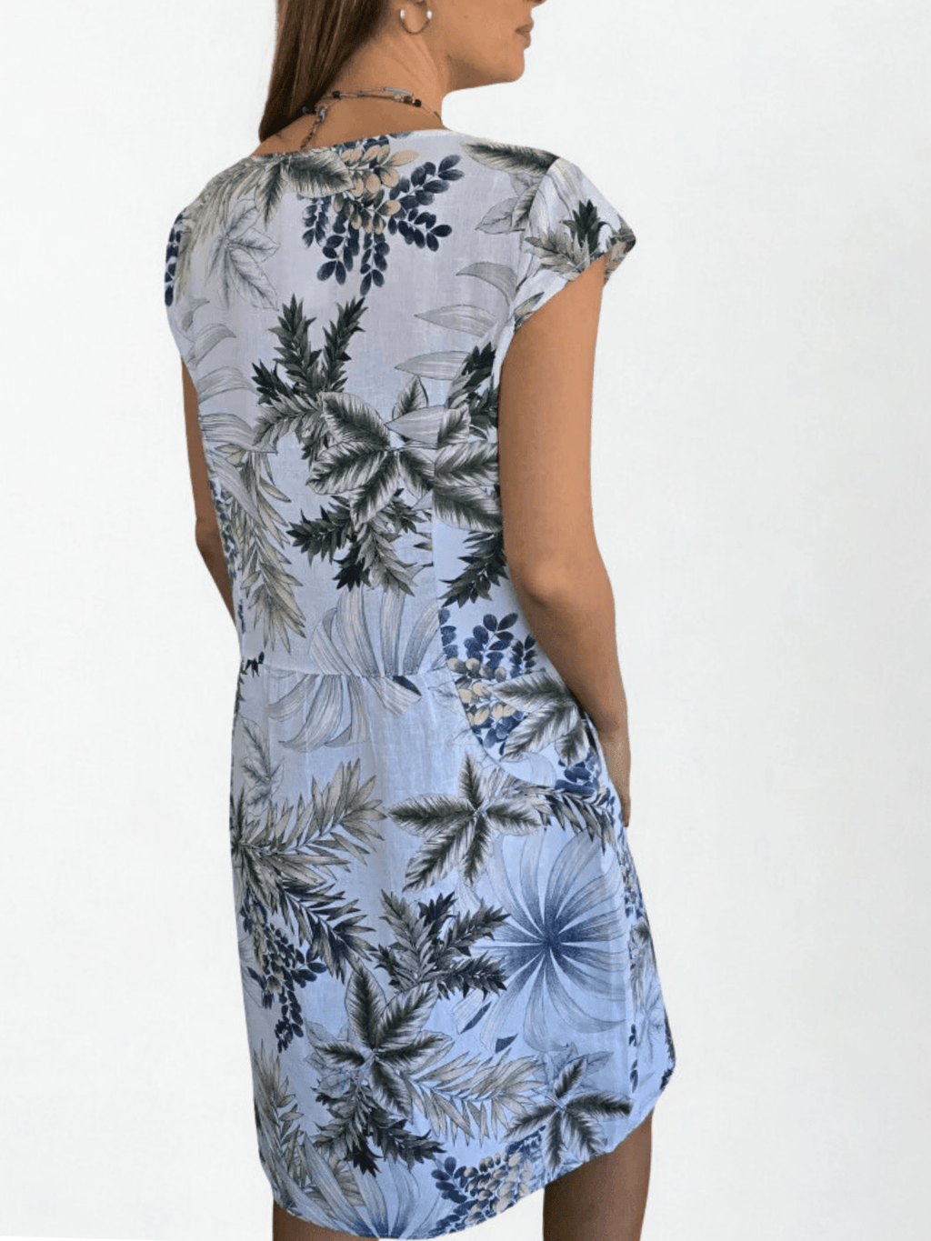 Vestido 100% Lino Italiano Florencia, fondo Blanco