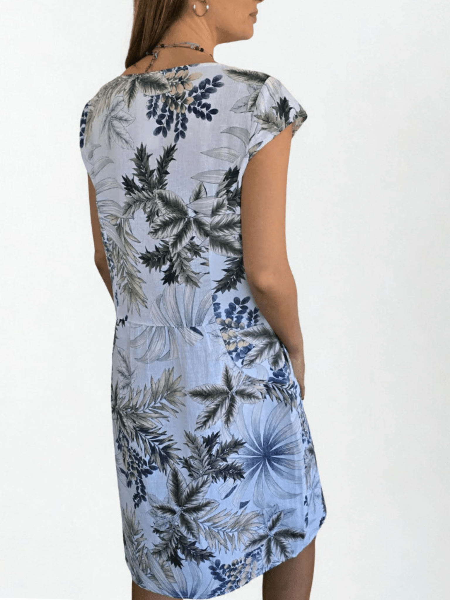 Vestido 100% Lino Italiano Florencia, fondo Blanco