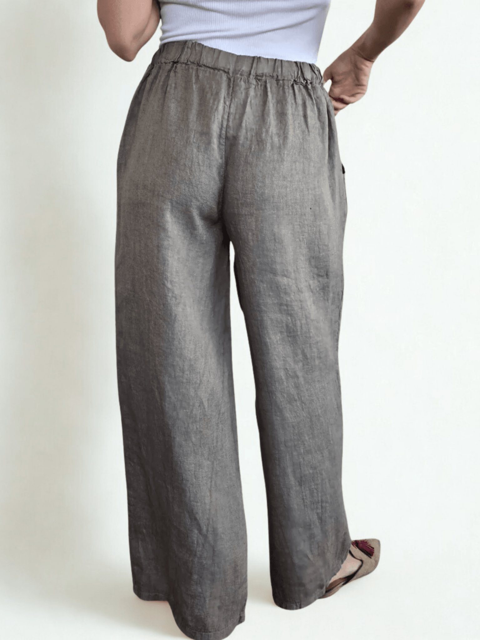 Pantalón 100% Lino Italiano, color Taupe