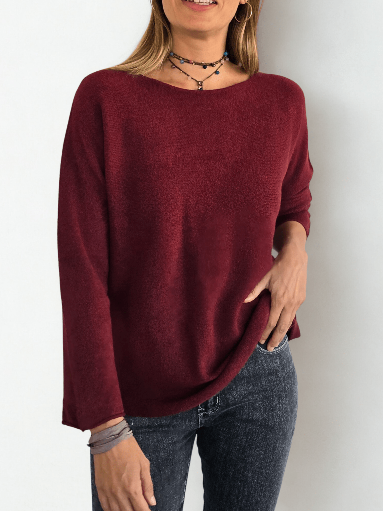 Sweater Italiano básico, color Burdeo
