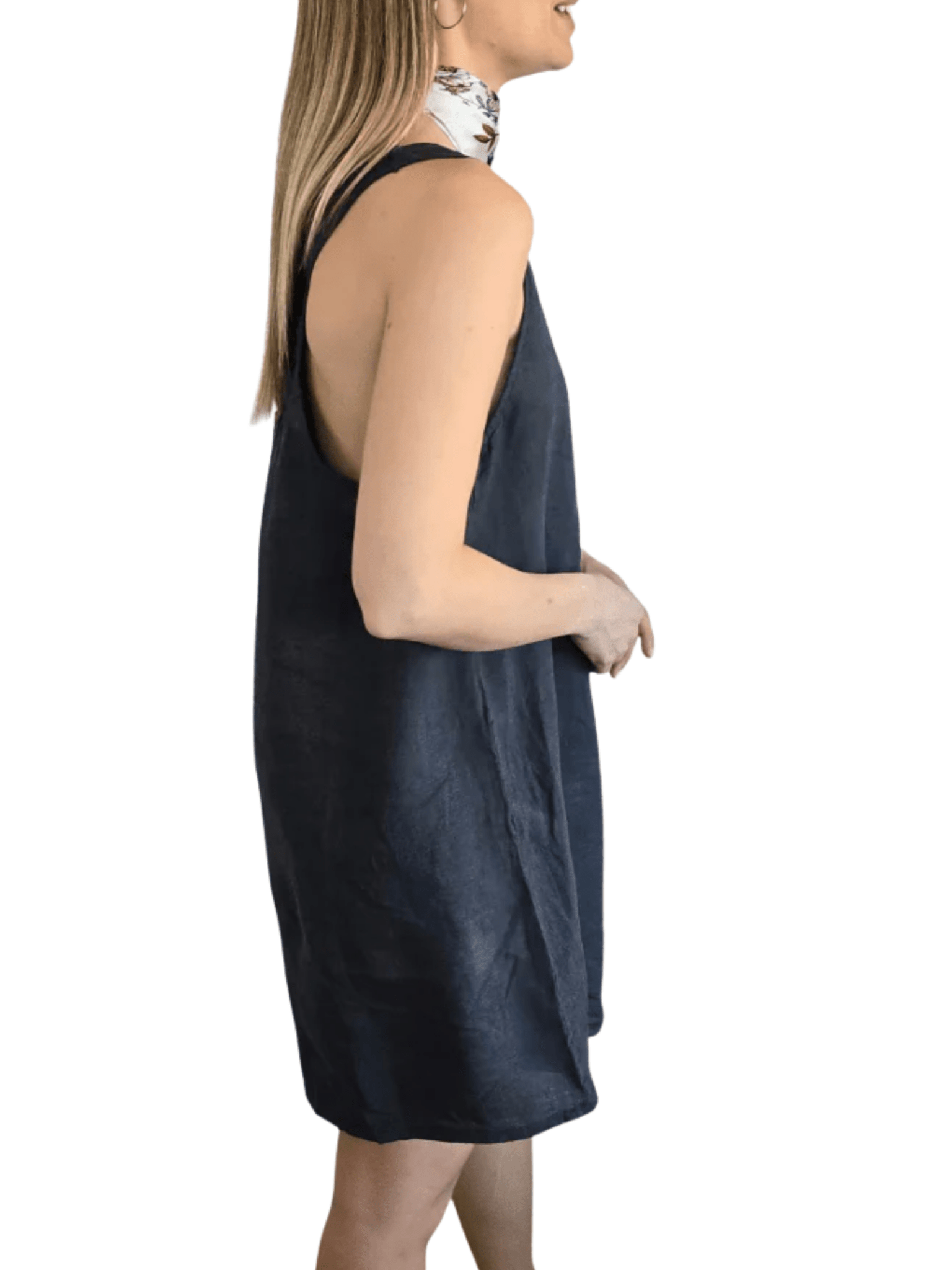 Vestido de Lino Italiano sin mangas, color Gris