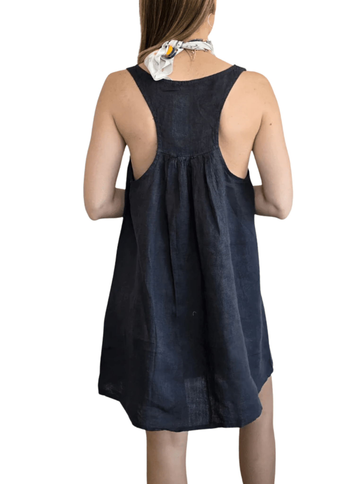 Vestido de Lino Italiano sin mangas, color Gris