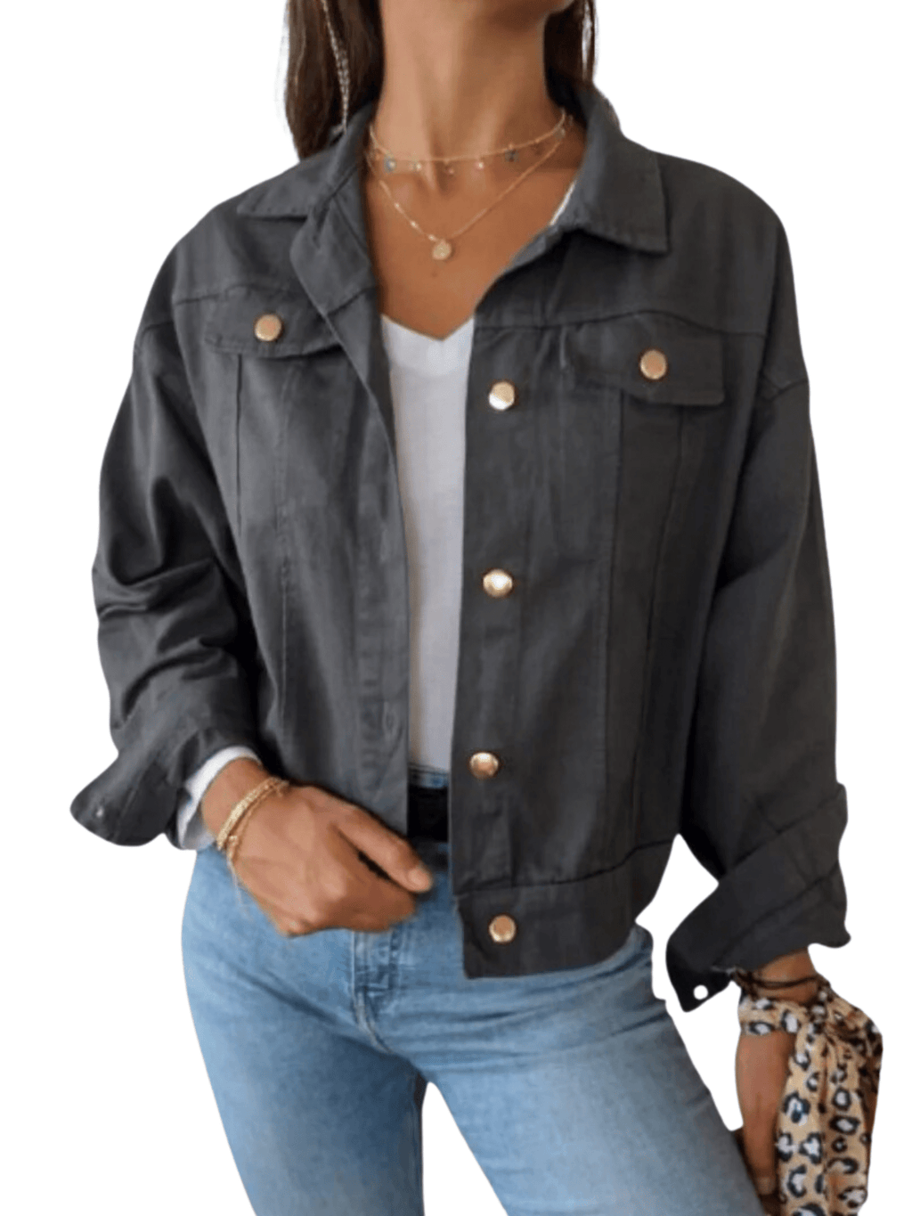 Chaqueta Italiana de gabardina, color gris marengo