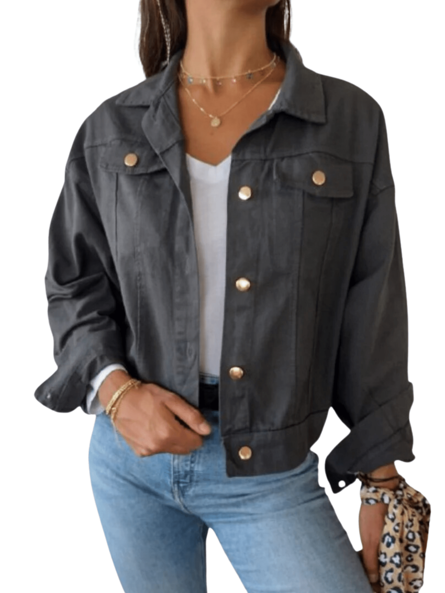 Chaqueta Italiana de gabardina, color gris marengo