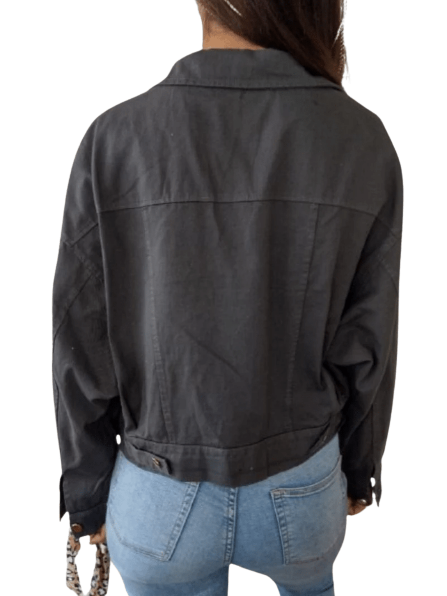 Chaqueta Italiana de gabardina, color gris marengo