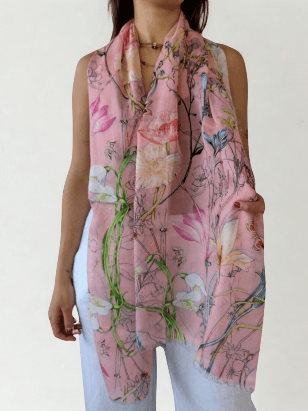 Pañuelo Italiano estampado, fondo rosado