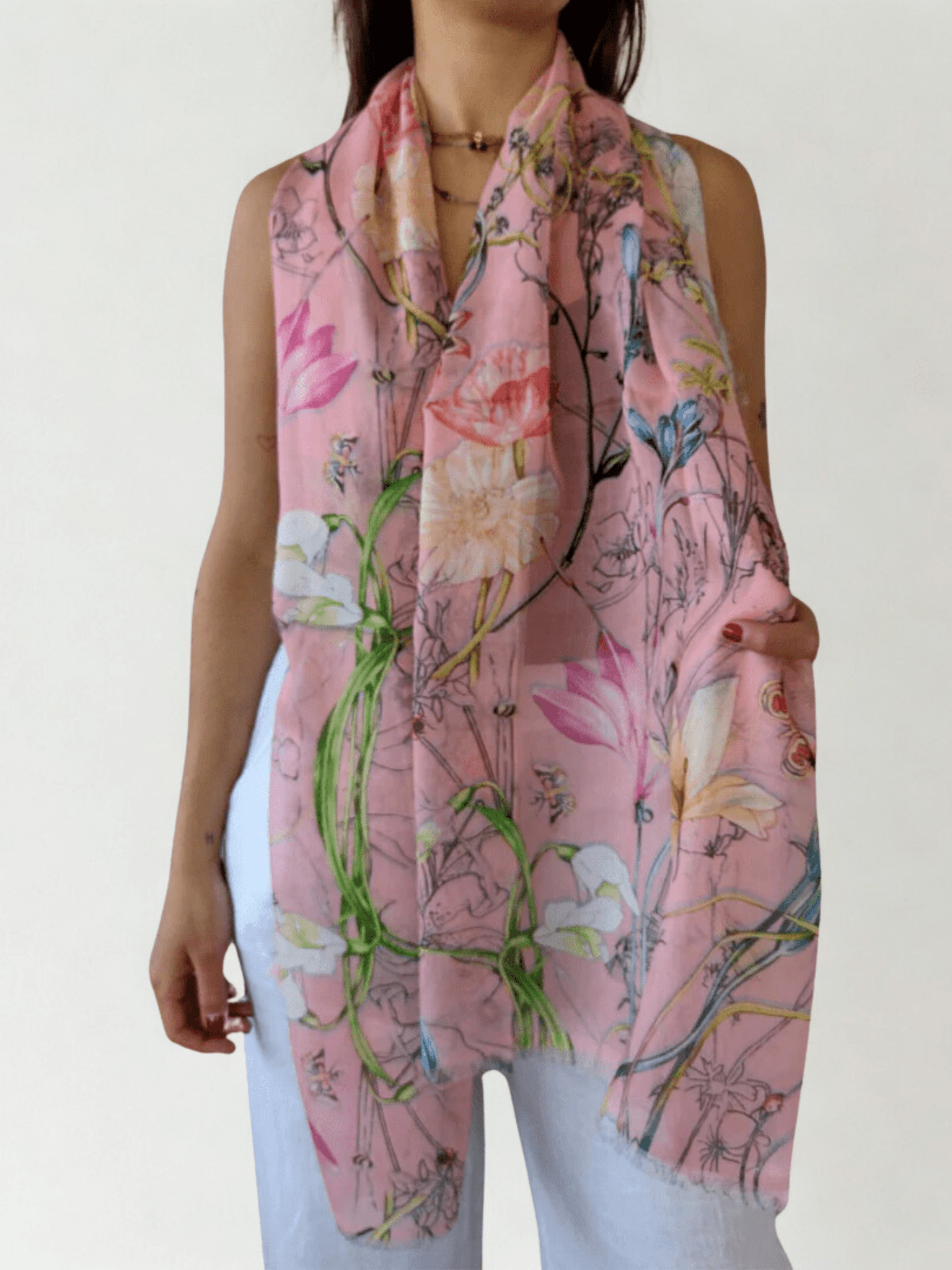 Pañuelo Italiano estampado, fondo rosado