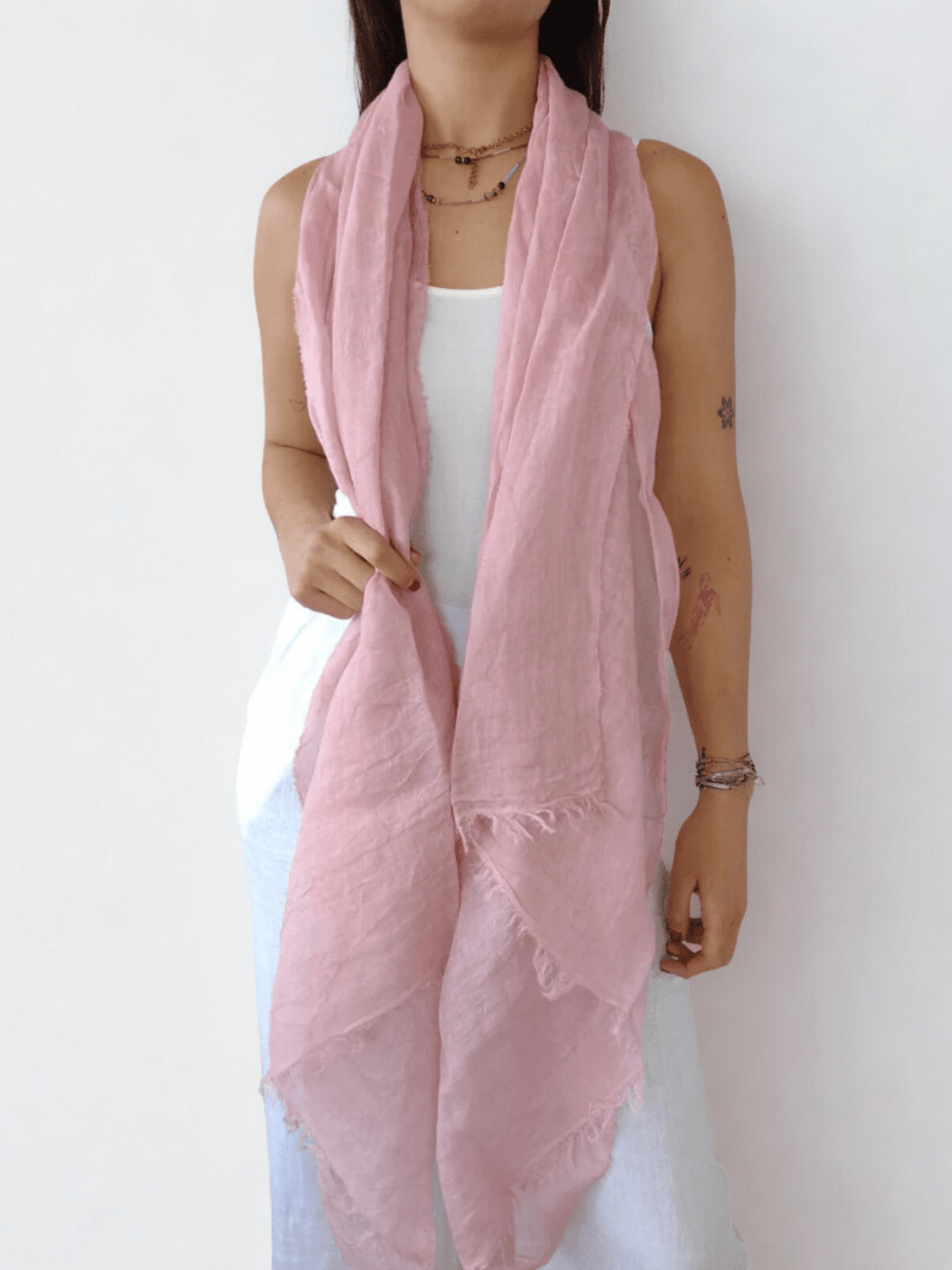 Pañuelo de lino Italiano, color rosado