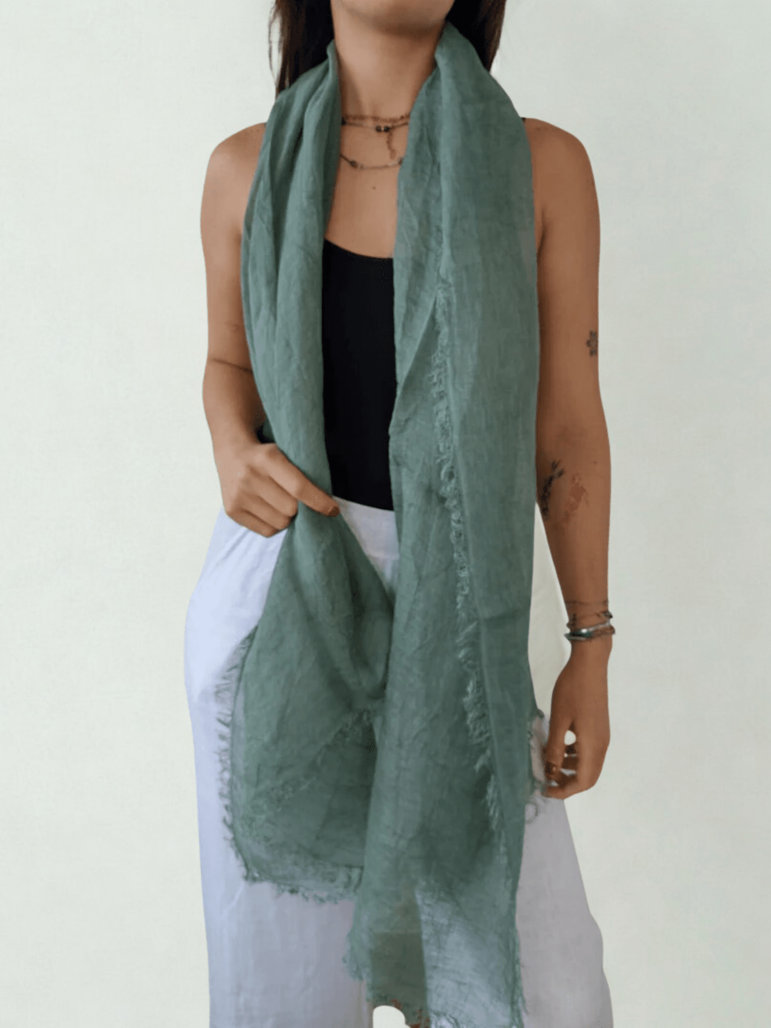 Pañuelo de lino Italiano, color verde