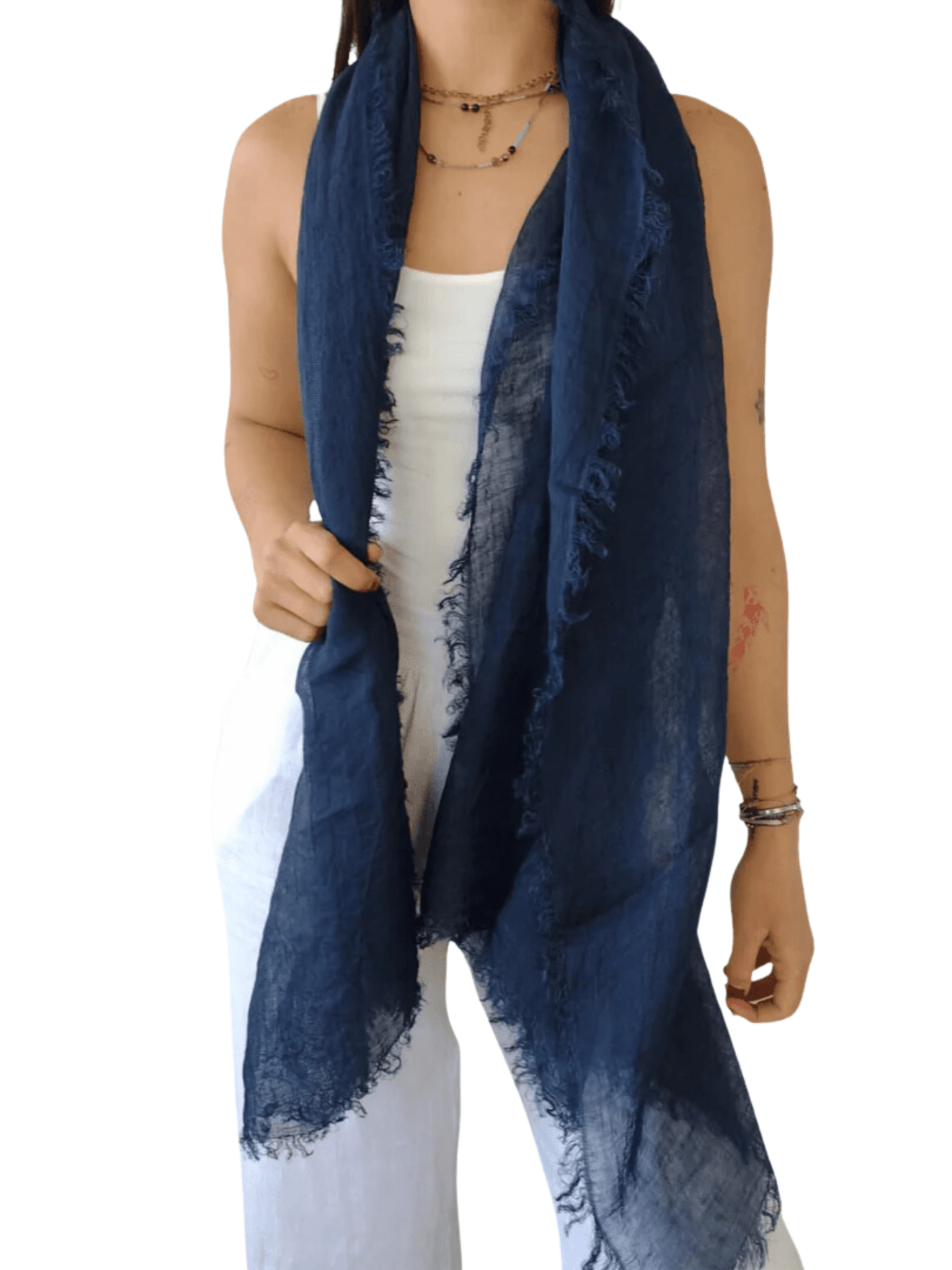 Pañuelo de lino Italiano, color azul marino