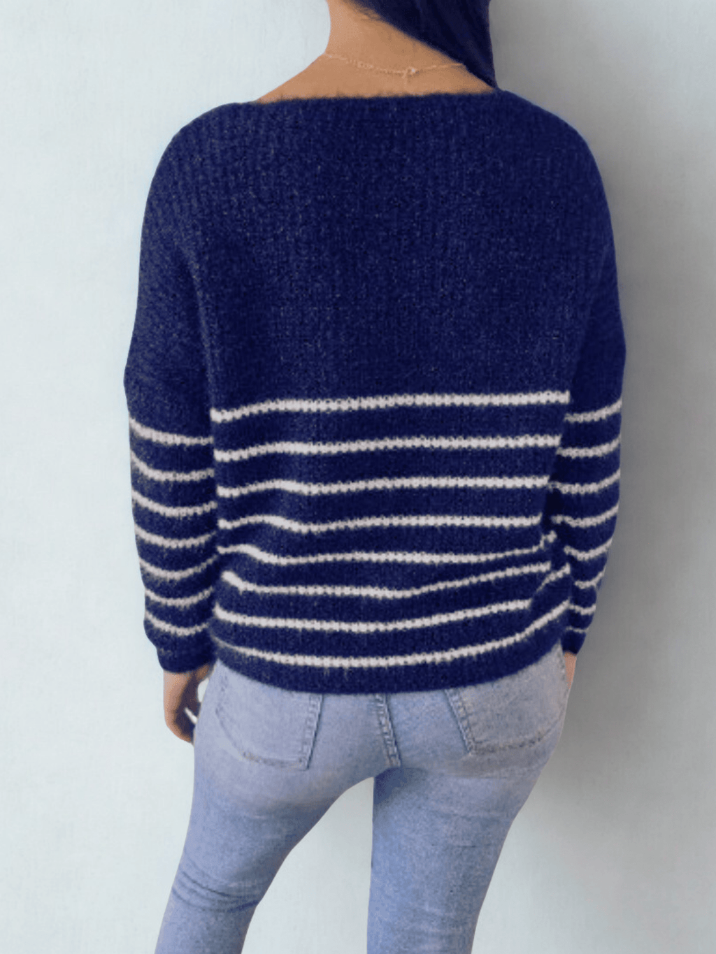 Sweater Italiano rayado, color Azul Marino