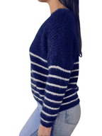 Sweater Italiano rayado, color Azul Marino