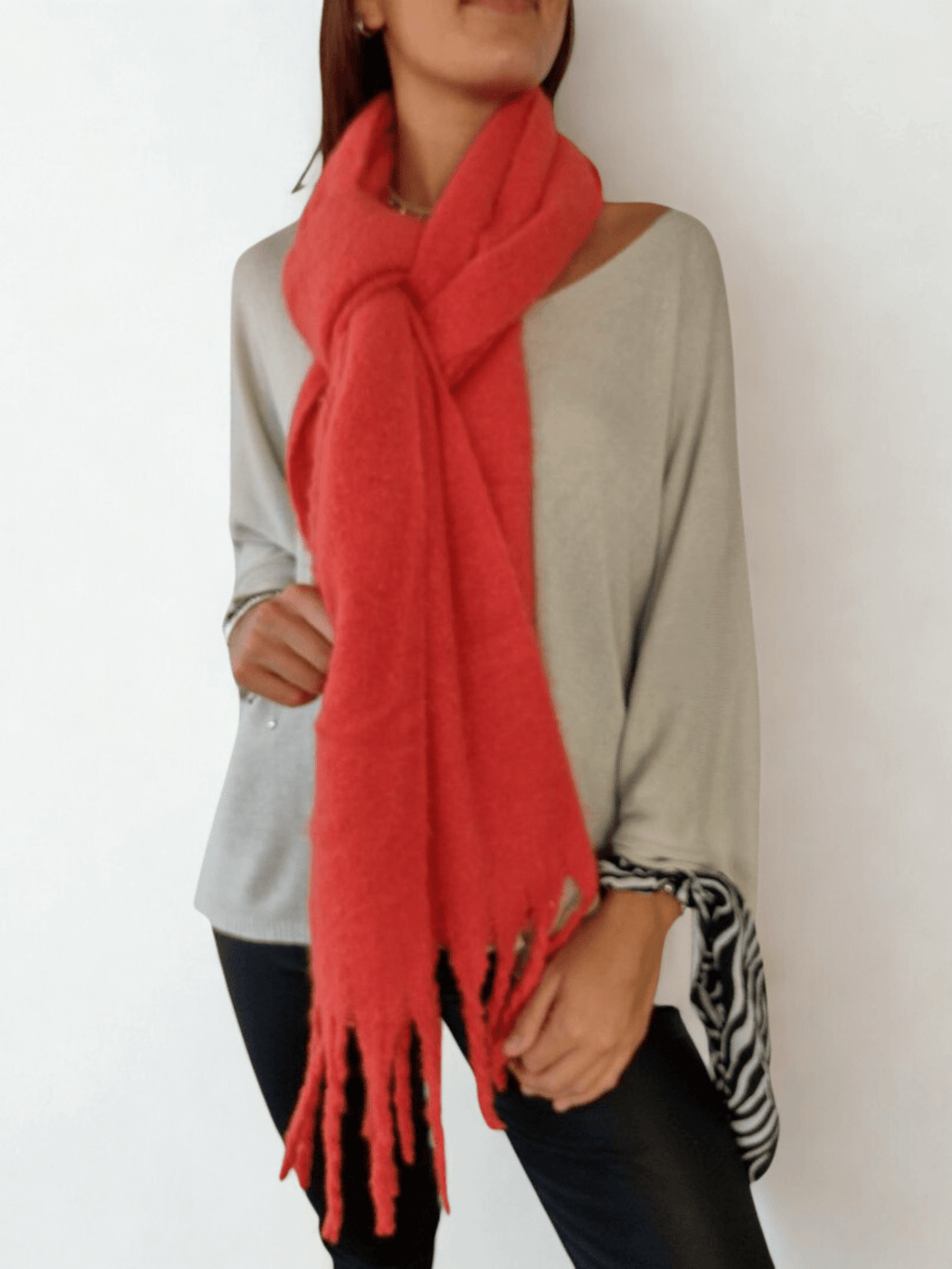Bufanda alpaca lisa, color naranjo