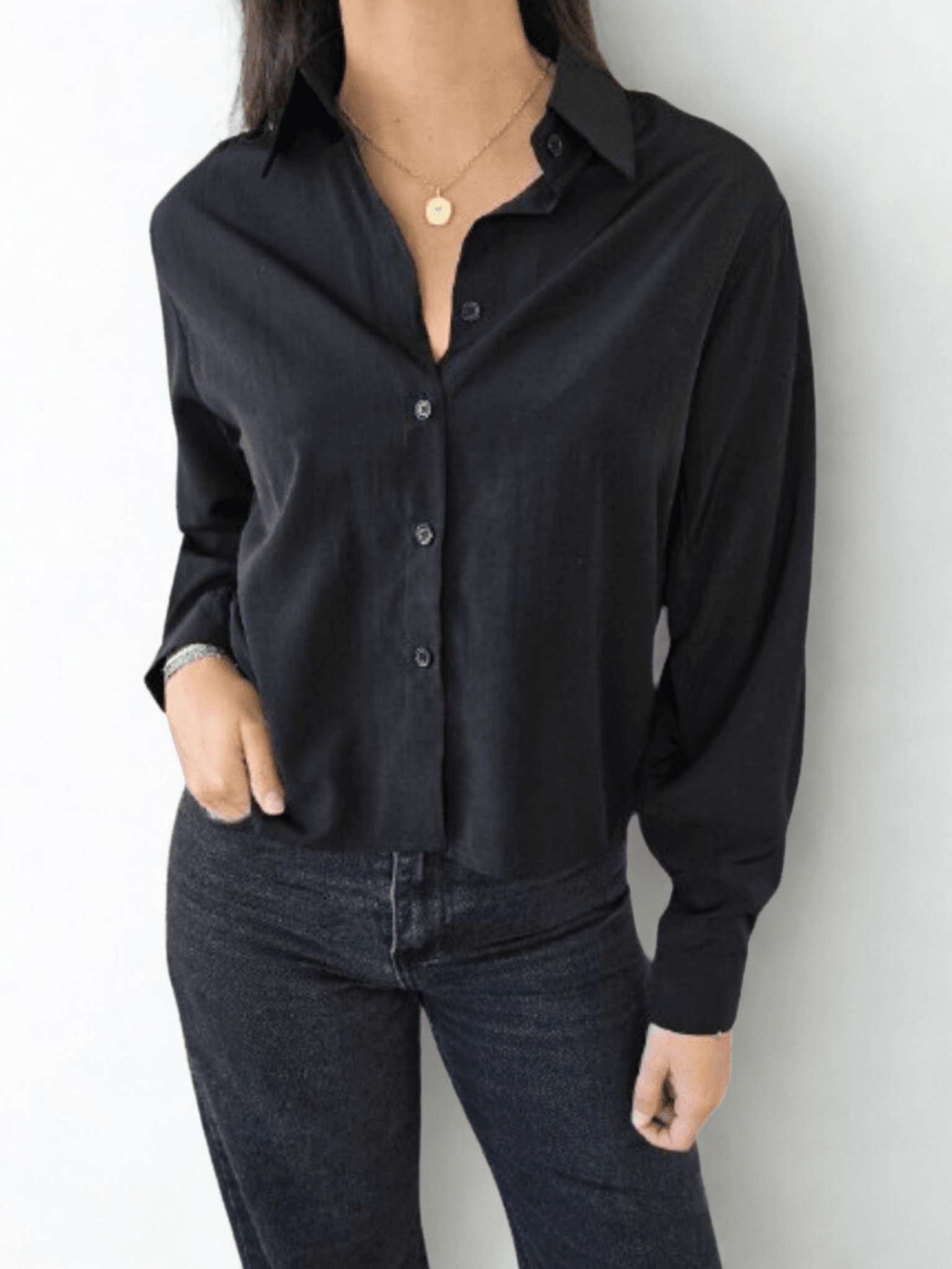 Blusa Básica Corta, color Negro