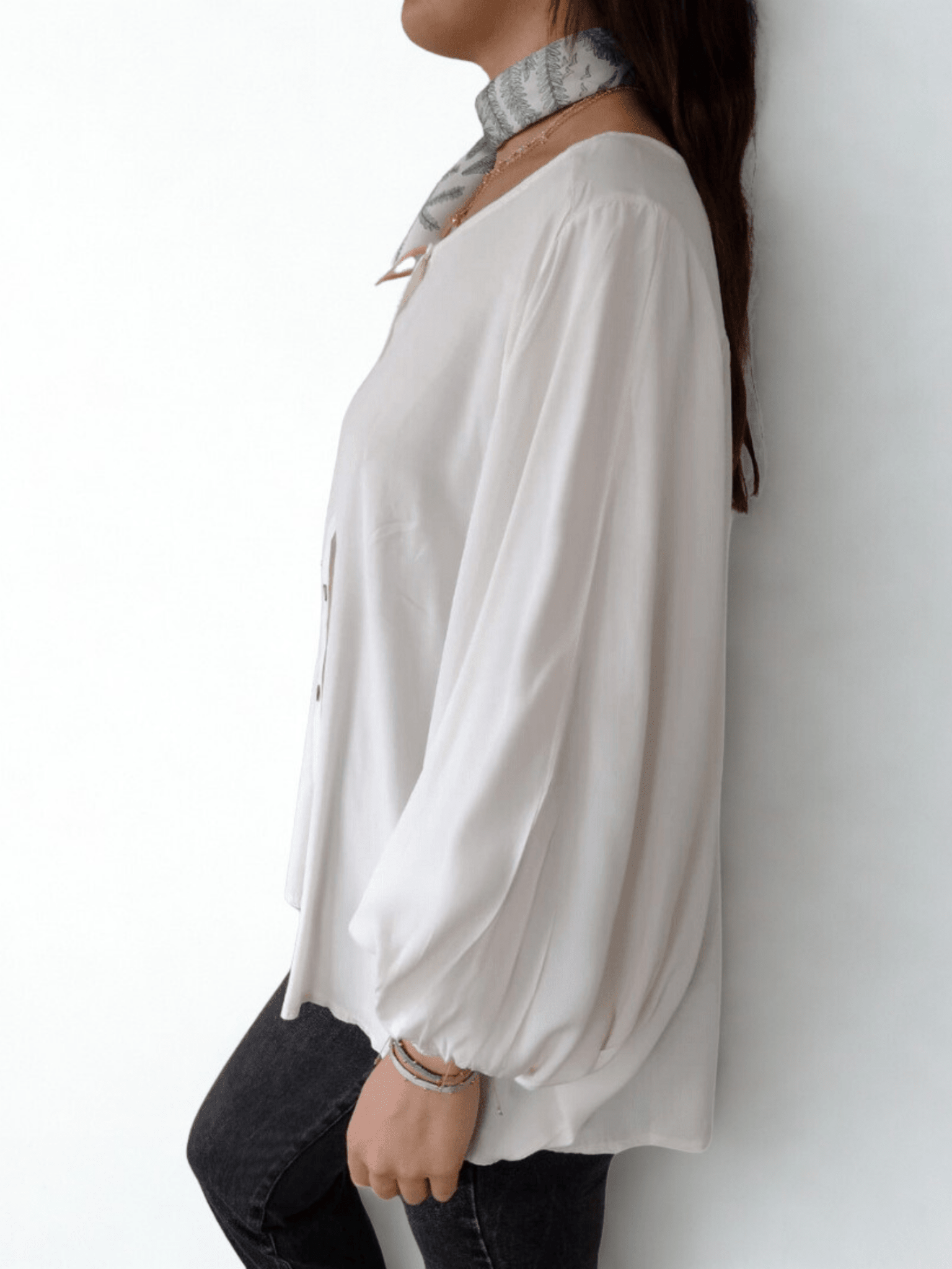 Blusa Italiana ancha, color blanco