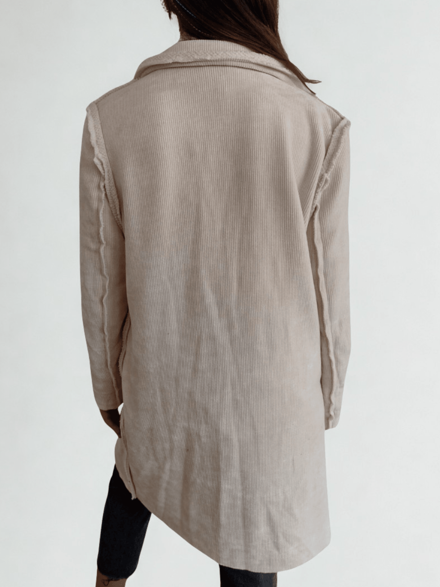 Abrigo Italiano de Cotelé con chiporro, color blanco Invierno