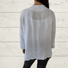 Cargar imagen en el visor de la galería, Chaqueta de lino Italiano con ojetillo en el bolsillo, color blanco
