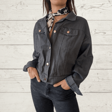 Cargar imagen en el visor de la galería, Chaqueta Italiana de gabardina, color gris marengo
