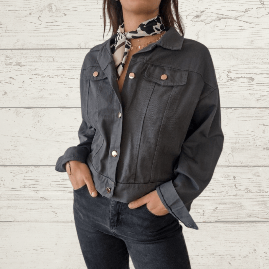 Chaqueta Italiana de gabardina, color gris marengo