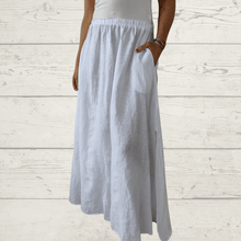Cargar imagen en el visor de la galería, Vestido Pollera de lino Italiano, color blanco
