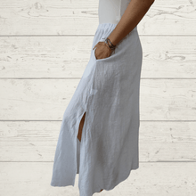 Cargar imagen en el visor de la galería, Vestido Pollera de lino Italiano, color blanco

