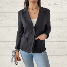 Cargar imagen en el visor de la galería, Chaqueta Italiana tipo blazer, color negro
