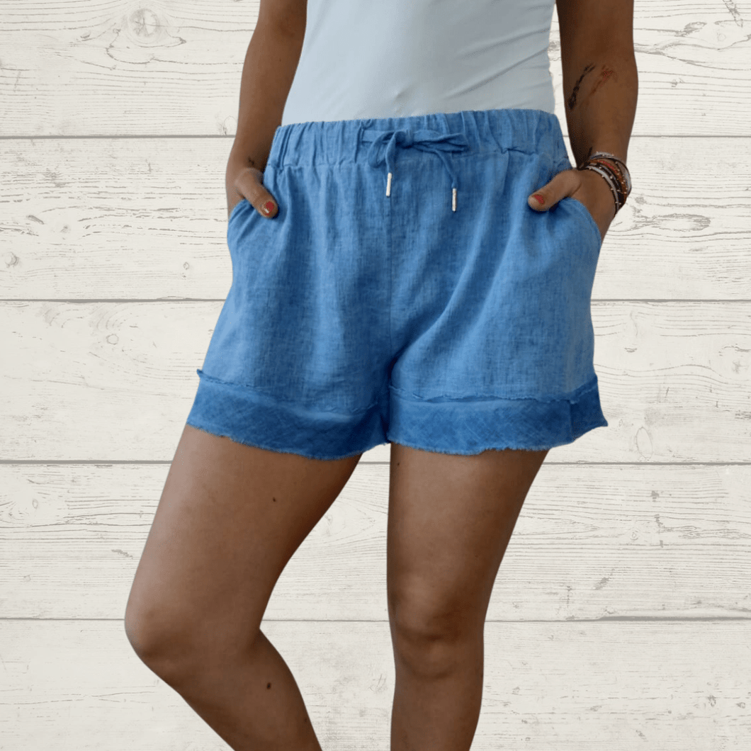 Short Italiano de lino con viscosa, color jacinto