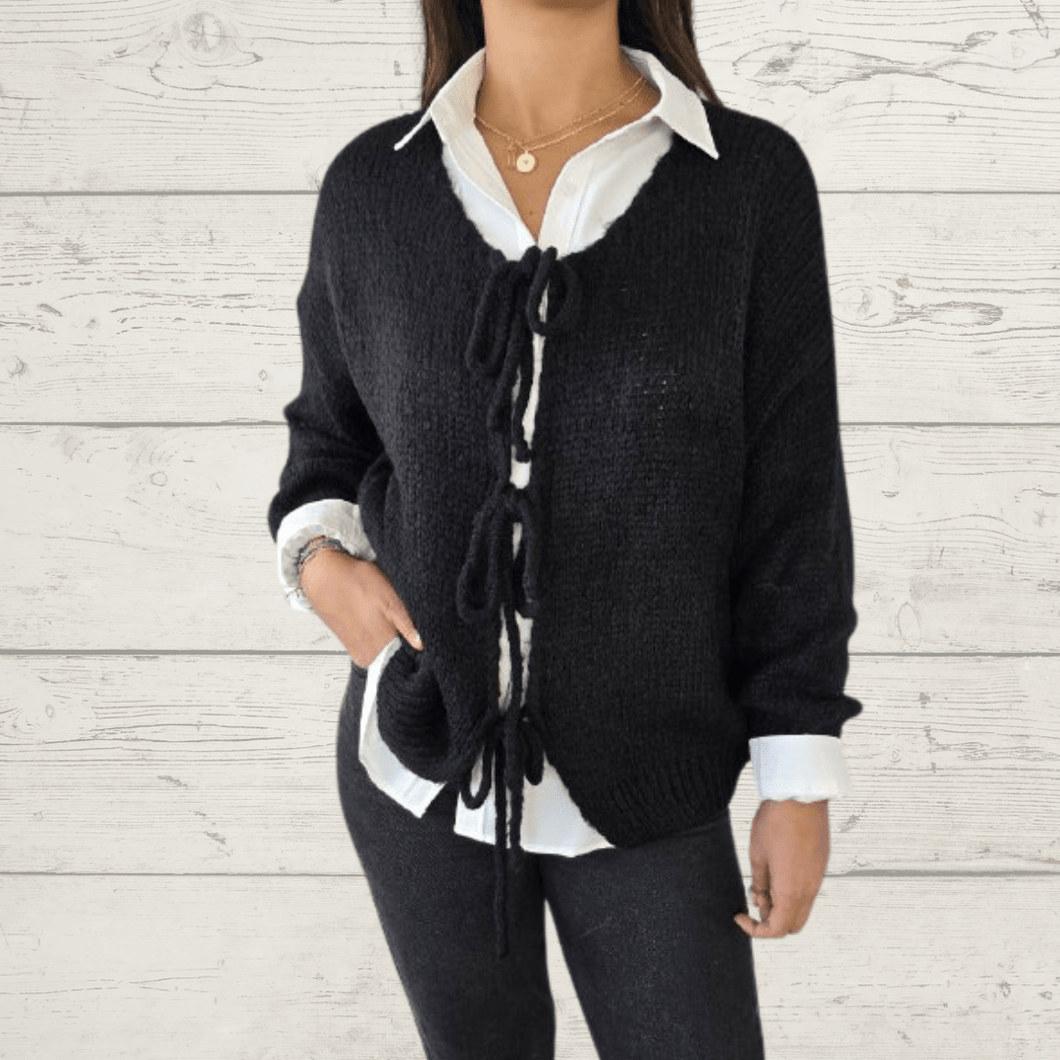 Chaleco Italiano con amarras, color Negro
