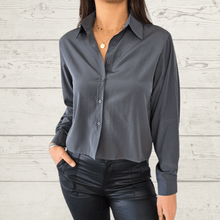 Cargar imagen en el visor de la galería, Blusa Básica Corta, color Gris
