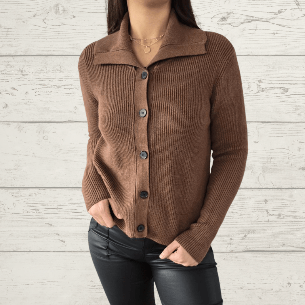 Chaleco Cuello, color Chocolate