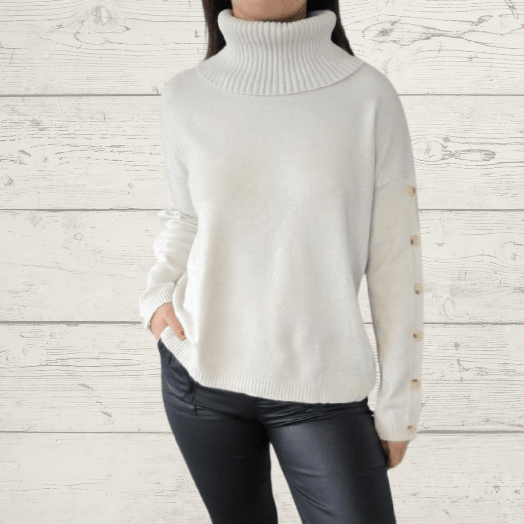 Sweater Botones, color Blanco Invierno