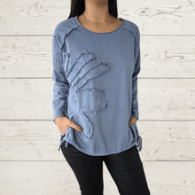 Cargar imagen en el visor de la galería, Polerón Italiano Bordado, color Azul Jeans
