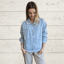 Cargar imagen en el visor de la galería, Chaqueta Italiana Jeans, color Celeste
