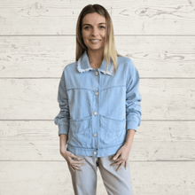 Cargar imagen en el visor de la galería, Chaqueta Italiana Jeans, color Celeste
