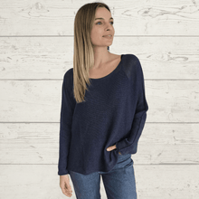 Cargar imagen en el visor de la galería, Sweater Italiano 100% algodón, color Azul Marino
