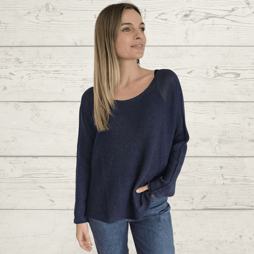 Sweater Italiano 100% algodón, color Azul Marino