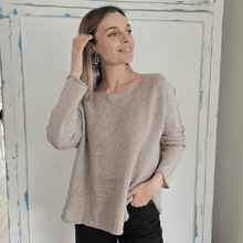 Cargar imagen en el visor de la galería, Sweater Italiano 100% algodón, color Taupe
