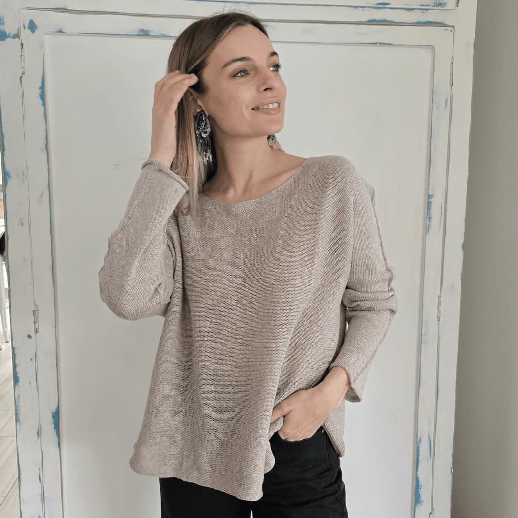 Sweater Italiano 100% algodón, color Taupe