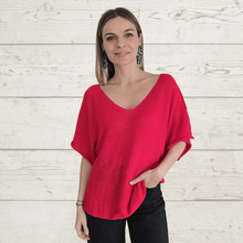 Cargar imagen en el visor de la galería, Sweater Italiano manga 3/4, color Rojo
