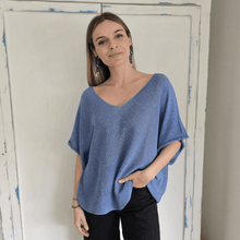 Cargar imagen en el visor de la galería, Sweater Italiano manga 3/4, color Azul Jeans
